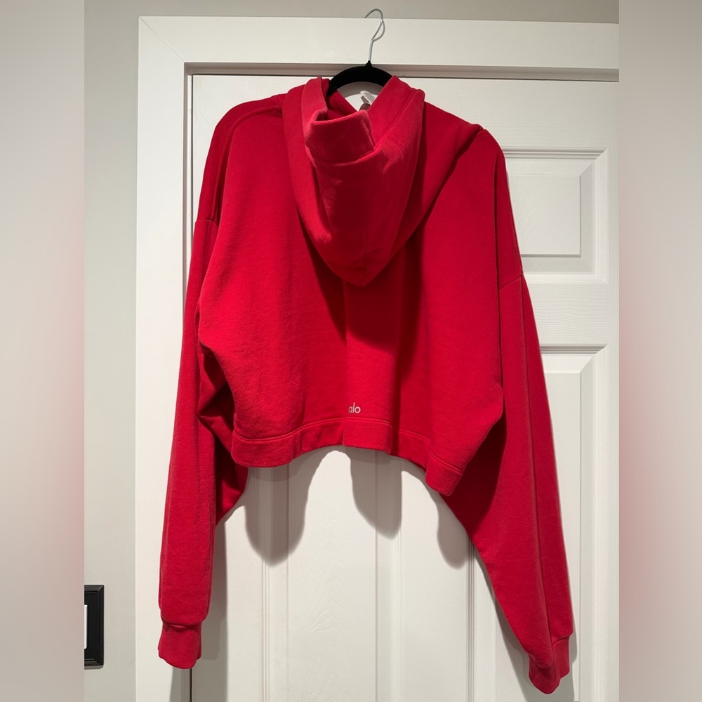 Auth. ✅ ALO Yoga “Bae” Crop Hoodie in “Bold Red” Size Large❤️ - Picture 7 of 9